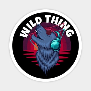 Howling Wolf with Headphones – Wild Thing Magnet